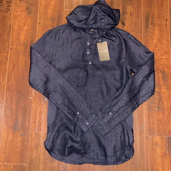 Zara Shirts Brand New Zara Man Soft Linen Like Hoodie In Slim